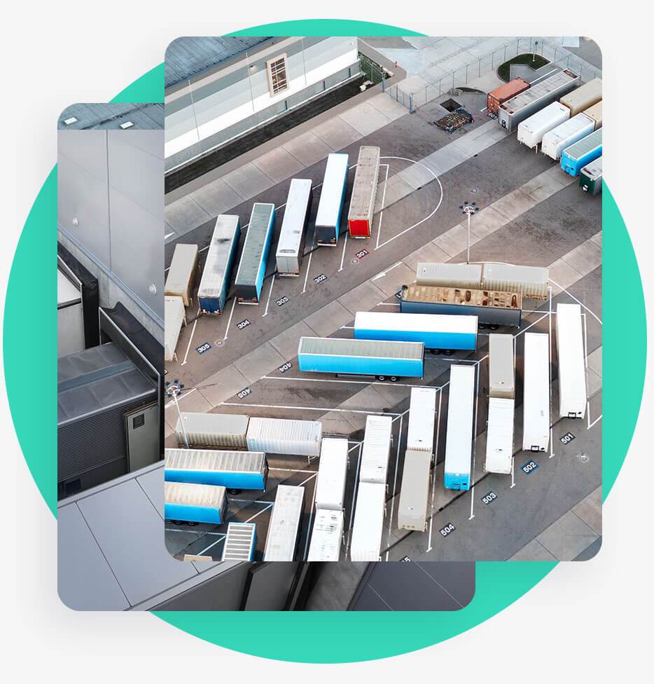 Aerial View of Truck Trailer on a Yard