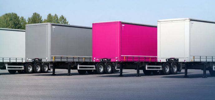 Photography of multiple standalone European semi-trailers